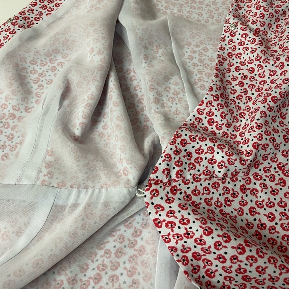 Ann Taylor Ditsy Red Poppy Floral Wrap Fit Flare Midi Dress Size 2 - Picture 11 of 13